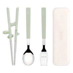 에디슨 2단계 스텐 젓가락 스푼 포크 케이스 세트, 민트, 젓가락 + 스푼 + 포크 + 케이스, 1개 (10,900원)