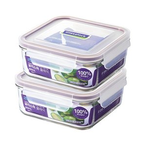 글라스락 퍼플 에디션 정사각 밀폐용기, 2개, 850ml (8,280원)