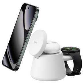 벨킨 울트라차지 3in1 Qi2 25W 모듈형 초고속 무선 충전 독 WIZ052krWH, 화이트, 1개 (48,000원)