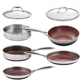 쿡셀 인덕션 IH 세라믹 레드에디션 프라이팬 7종 세트, 레드, 1세트, 프라이팬 24cm + 프라이팬 28cm 궁중팬 28cm + 소테팬 24cm + 찜기 24cm + 유리뚜껑 24cm + 유리뚜껑 28cm (189,000원)