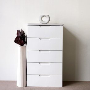 아이리스 금속레일 우드상판 서랍장 HG-555, 5단, 화이트 (54,900원)