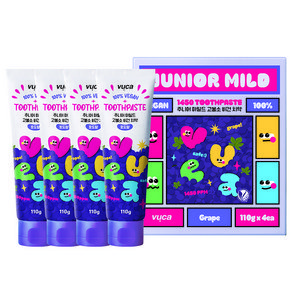 뷰카 주니어 마일드 고불소 구취케어 비건 어린이 치약 포도향, 110g, 4개 (10,980원)