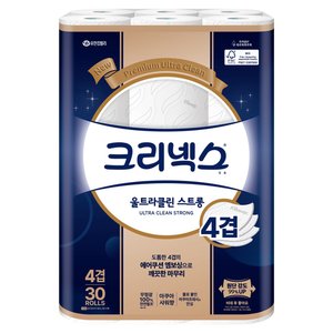 크리넥스 4겹 천연펄프 울트라클린 고급롤화장지 (17,630원)